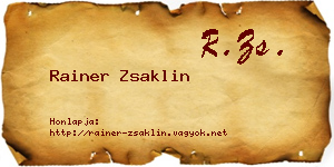 Rainer Zsaklin névjegykártya